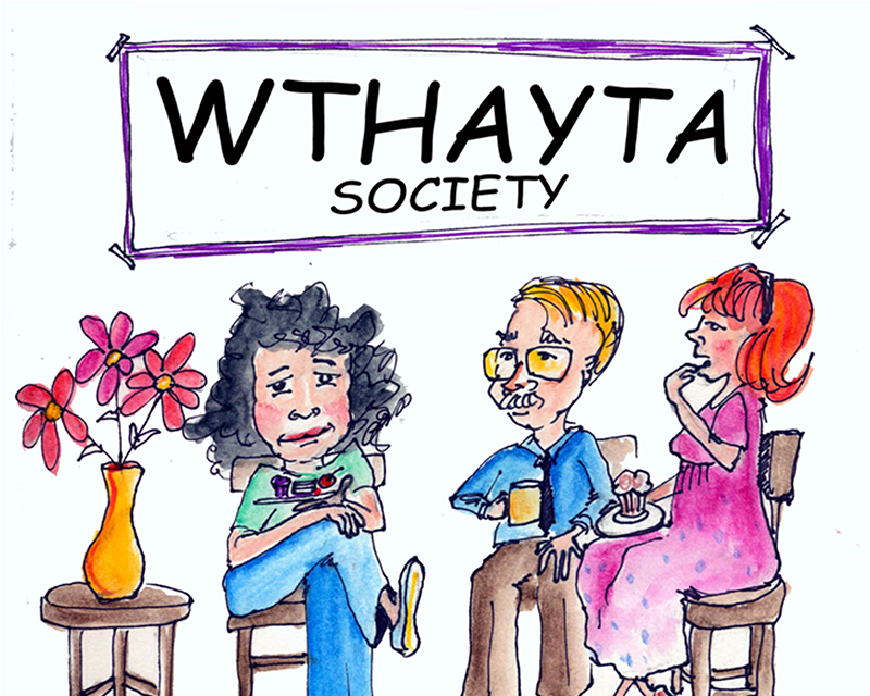 Woman with group of people drinking coffee